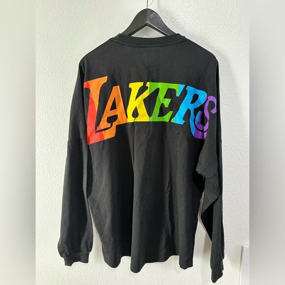 Los Angeles Lakers Pride Shirt Long Sleeve XL Pride Night Black Ring Spun Cotton - Picture 3 of 6